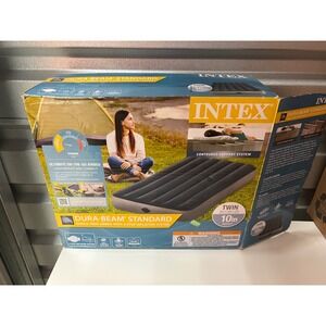 Intex Dura-Beam Standard Twin Airbed 10in Single-High Air Mattress 64781E Gray
